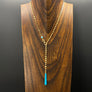 Infinity lariat with turquoise drop - brushed gold
