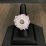Fully adjustable stalactite slice flower ring - sterling silver