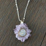 Tiny crystal edged, amethyst stalactite necklace