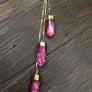 Raspberry crackle quartz “Waterfall” lariat necklace - gold