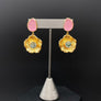 Cat eye and druzy flower drop earring - brass