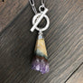 Wrap and toggle amethyst cone pendant - silver
