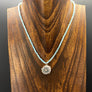 Larimar beaded necklace with amethyst/Jasper stalactite slice - silver