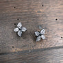 Tiny pavé cz 3D flower stud earrings