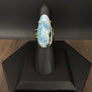 Larimar prong set rings - gold tone