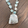 Larimar nugget with free form Larimar pendant - silver