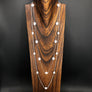 Mother of pearl flower and pavé cz ball double strand necklace
