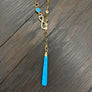 Infinity lariat with turquoise drop - brushed gold