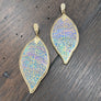 Abalone shell leaf earring - brushed gold