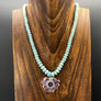 Larimar and amethyst/Jasper stalactite - silver