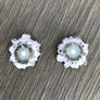 Amethyst and jasper stalactite slice flower stud earrings