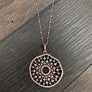 Pavé cz disc necklace - gunmetal and rose gold
