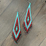 Seed bead extra long fringe earrings