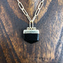 Black onyx quartz chunky pendant necklace -gold