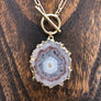 Wrap and toggle amethyst jasper stalactite slice necklace