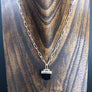 Black onyx quartz chunky pendant necklace -gold