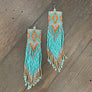 Seed bead extra long fringe earrings