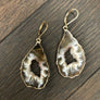 Extra quality druzy centerd oco geode slice earrings - gold