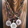 Watermelon tourmaline and amethyst stalactite slice necklace