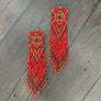 Seed bead extra long fringe earrings