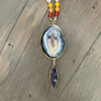 Multi-stone hand knotted necklace with agate slice + druzy pendant