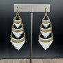 Tiny tube bead chandelier earrings - gold tone