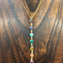 PREORDER - Dainty seven chakra stone lariat necklace - silver and gold