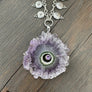 Amethyst stalactite flower necklace with inset amethyst - silver tone