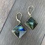 Labradorite faceted large 3d kite earrings - gold vermeil - Renee Piatt Collection