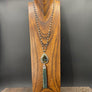 Labradorite, hematite, Swarovski tassel necklace - silver - Renee Piatt Collection