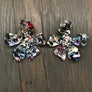 Large acetate flower stud earrings with beading - Renee Piatt Collection