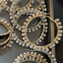 Large faux pearl trimmed hoops - silver, gold - Renee Piatt Collection