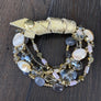 Leather wrapped beaded stretch bracelet - Renee Piatt Collection