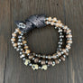 Leather wrapped beaded stretch bracelet - Renee Piatt Collection