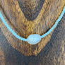 Mint beaded necklace with freshwater pearl - gold - Renee Piatt Collection