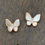 Mother-of-pearl butterfly stud earrings - silver, gold, rose gold - Renee Piatt Collection