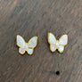 Mother-of-pearl butterfly stud earrings - silver, gold, rose gold - Renee Piatt Collection