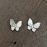 Mother-of-pearl butterfly stud earrings - silver, gold, rose gold - Renee Piatt Collection