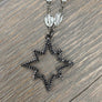 Quartz nugget necklace wih black pavé cz pendant - gunmetal - Renee Piatt Collection