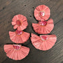 Raffia and acetate triple fan earrings - Renee Piatt Collection