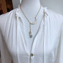 Reversible mother of pearl crescent moon and amethyst slice necklace - gold - Renee Piatt Collection