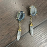 Tabasco geode stud earring with gemstone drop / gold tone - Renee Piatt Collection
