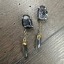 Tabasco geode stud earring with gemstone drop / gold tone - Renee Piatt Collection