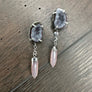 Tabasco geode stud earring with gemstone drop / silver - Renee Piatt Collection