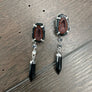 Tabasco geode stud earring with gemstone drop / silver - Renee Piatt Collection