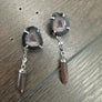Tabasco geode stud earring with gemstone drop / silver - Renee Piatt Collection