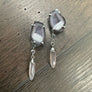 Tabasco geode stud earring with gemstone drop / silver - Renee Piatt Collection
