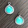 Textured trim stone thread earrings - silver - Renee Piatt Collection