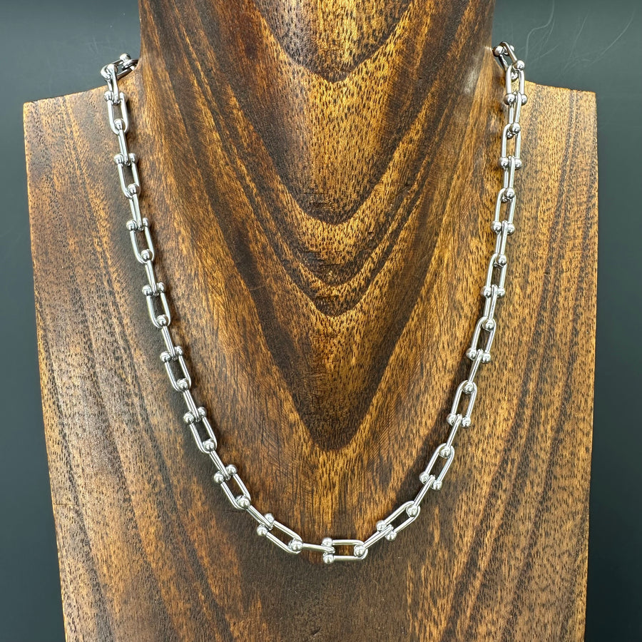 Beaded Link Hard Wear Necklace - stainless steel