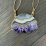 Amethyst slice marquis necklace - gold